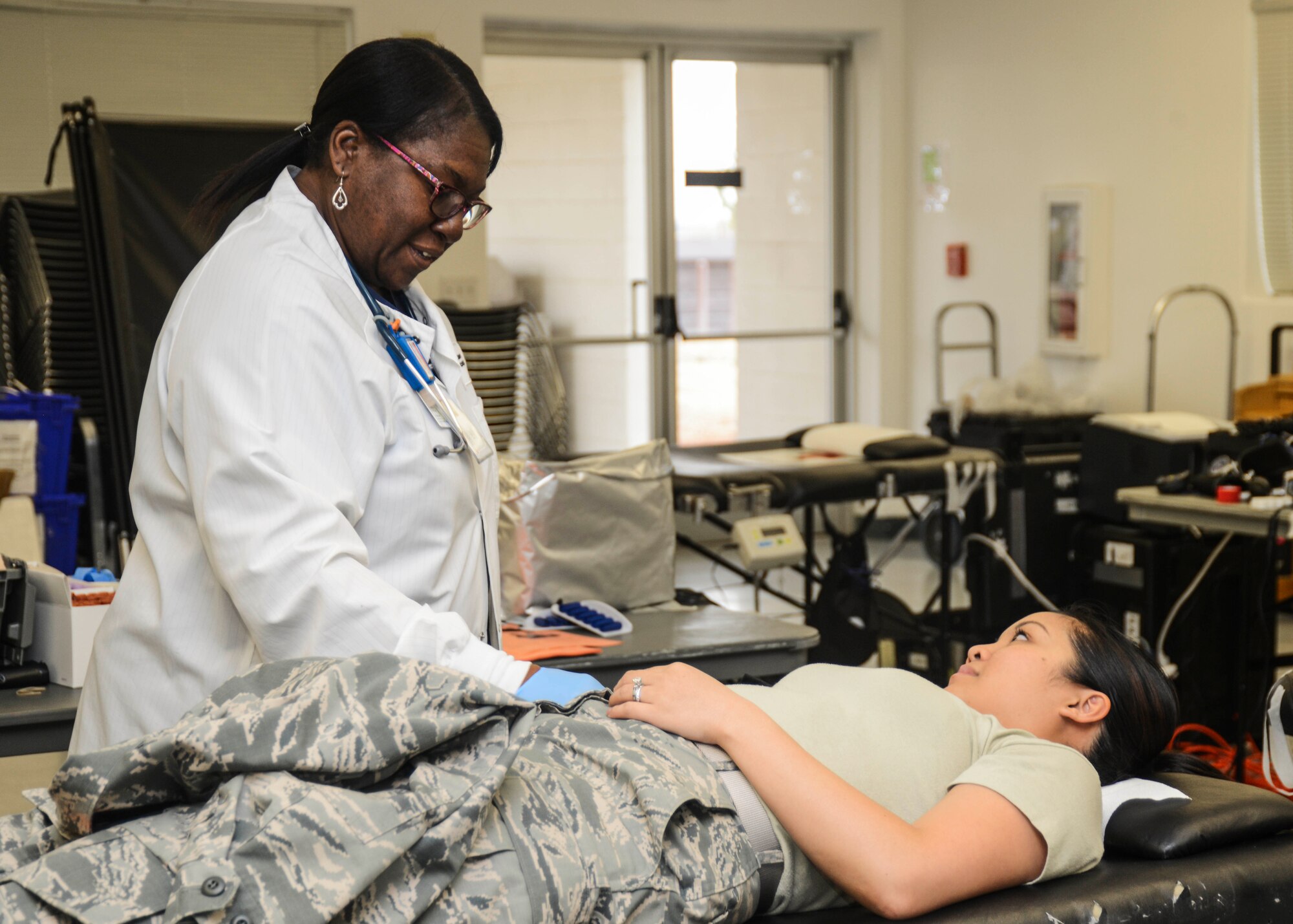 Staff Sgt. Jessica Aranda, 412th Medical Operations Squadron, gave blood during the December drive. (U.S. Air Force photo by Rebecca Amber) 