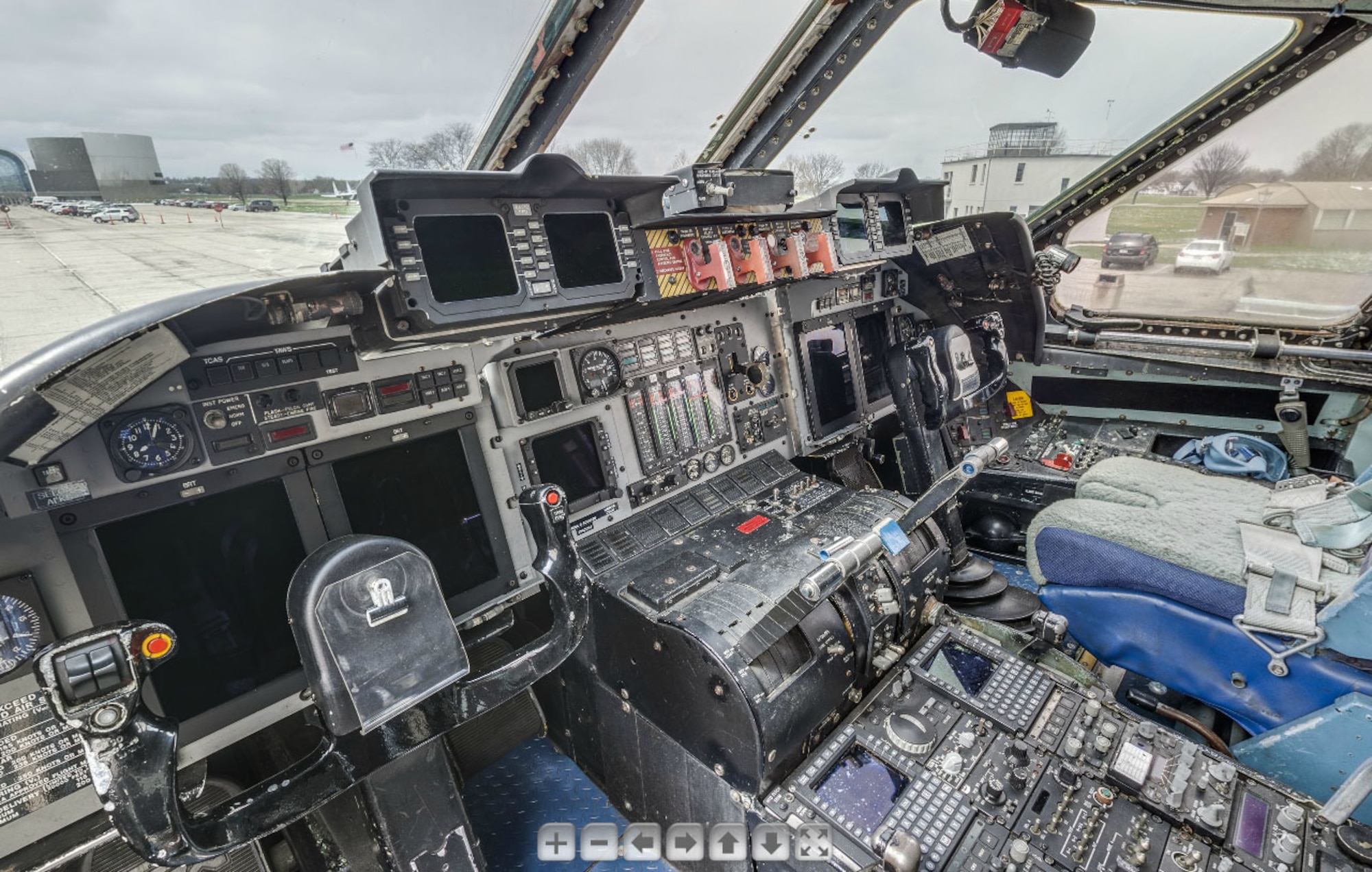 This screenshot shows the pilot station inside the Lockheed C-141C "Hanoi Taxi" on the National Museum of the U.S. Air Force's Virtual Tour website. (U.S. Air Force image)