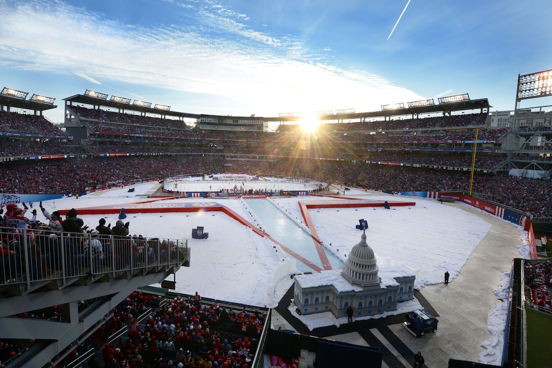 The sun sets behind Nationals Park at the end of the 2015 Bridgestone ...