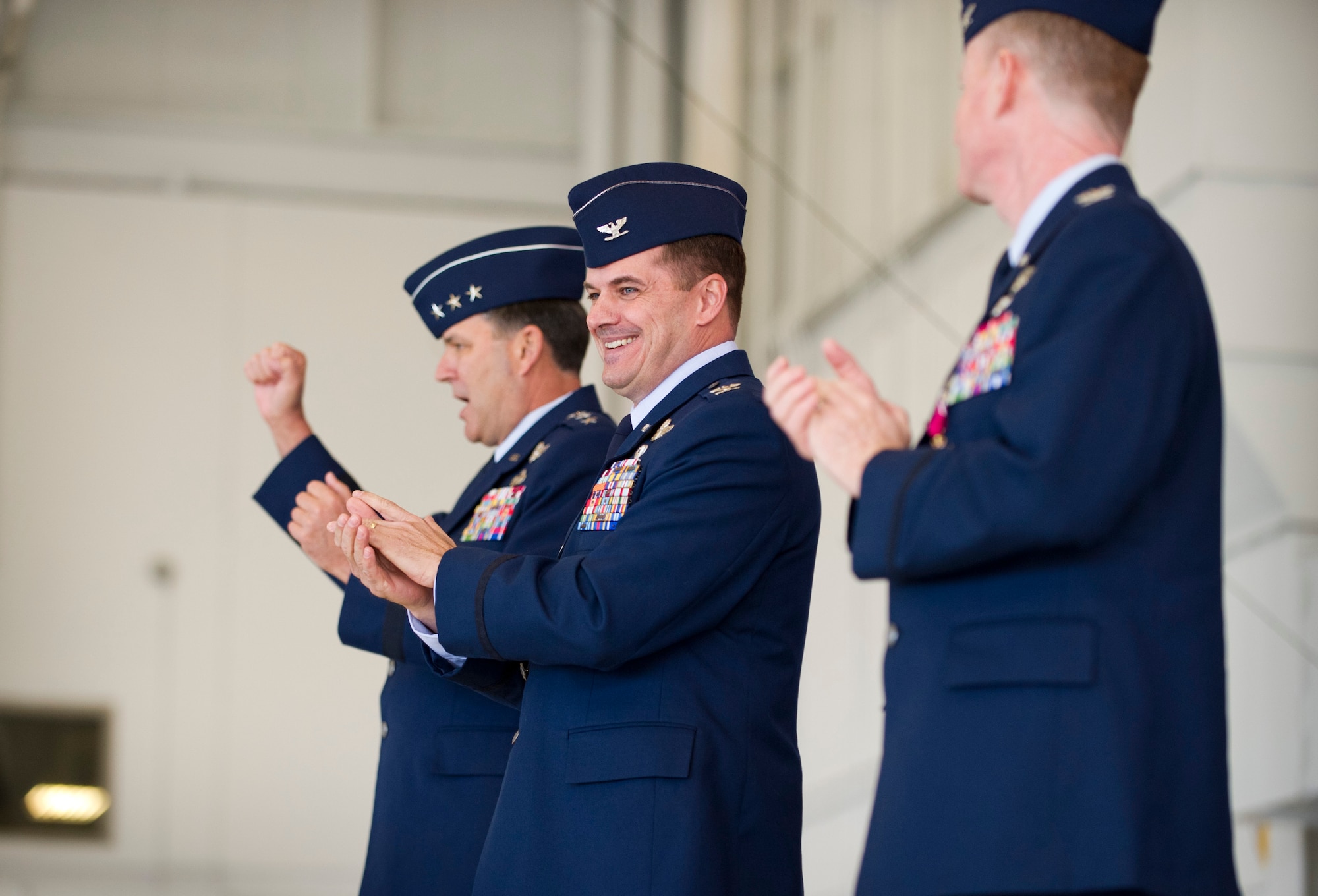 Col. Sean Farrell assumes command of the 1st Special Operations Wing during a change of command ceremony at the Freedom Hangar on Hurlburt Field, Fla., Jan. 6, 2015. (U.S. Air Force photo/Senior Airman Krystal M. Garrett)