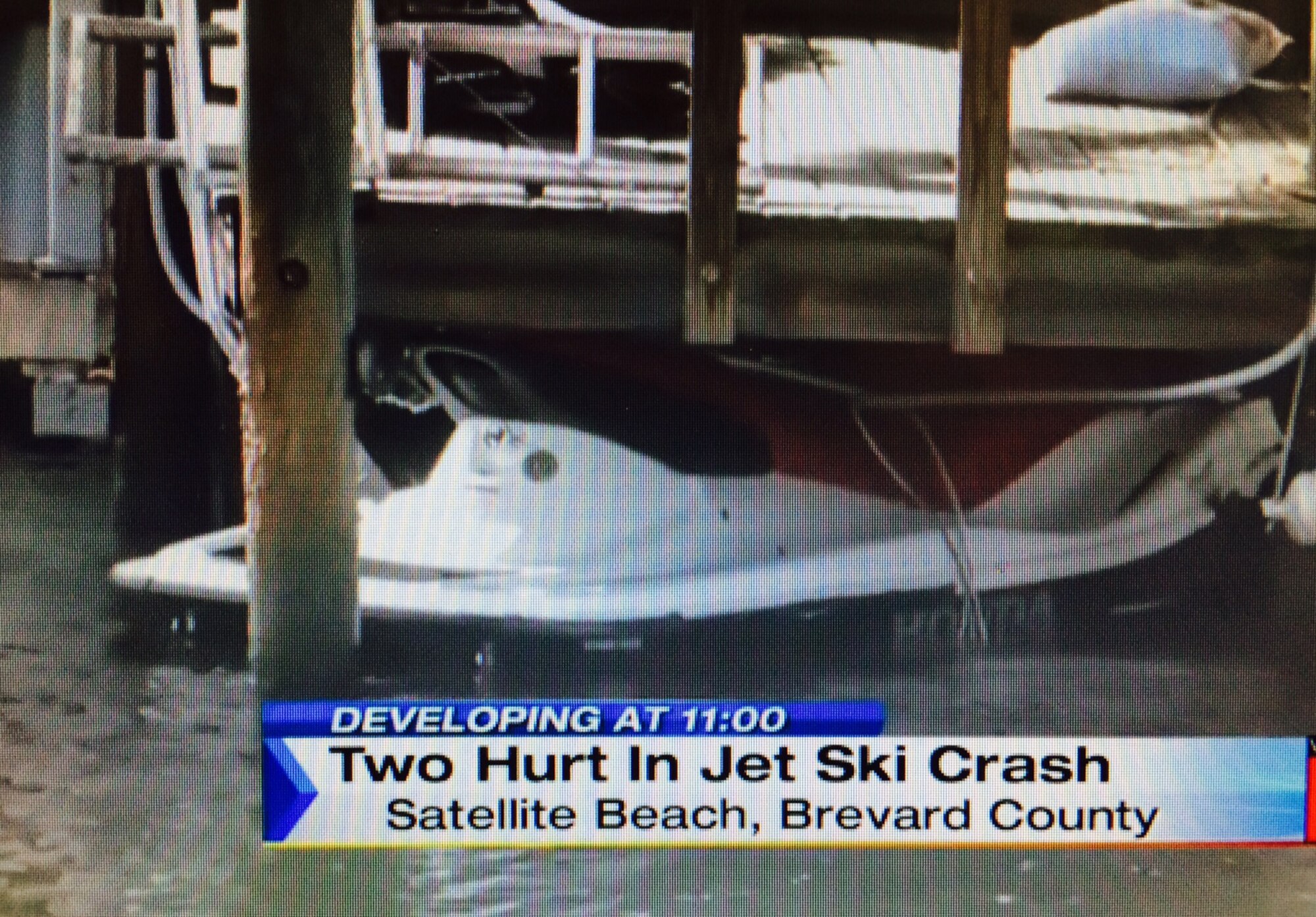 Senior Master Sgt. Steph Schwarz, combat flight engineer, 920th Rescue Wing, Patrick Air Force Base, Fla., responded swiftly to help save two teens who were critically injured in a personal watercraft accident. The watercraft was lodged underneath Schwarz's wooden boat dock which bent the metal ladder attached to his dock and scattered debris throughout the intercoastal water next to his backyard. (Courtesy photo)