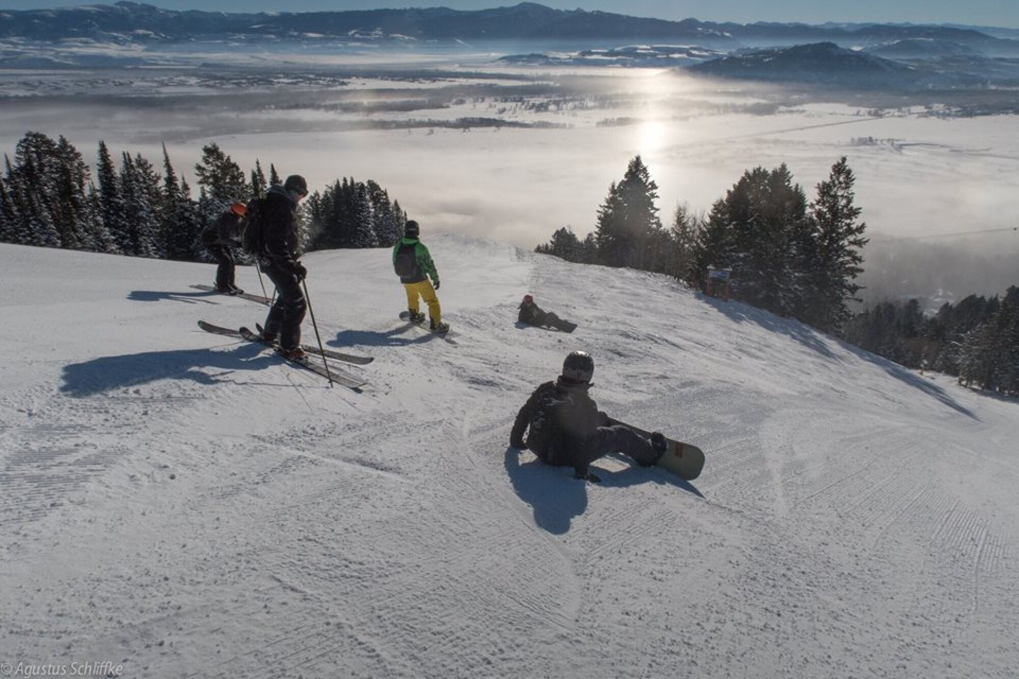 Airmen from Warren prepare to descend down a mountain in Jackson Hole, Wyo., during an Outdoor Recreation trip. Outdoor Rec. hosts trips almost each weekend for Airmen at a less expensive rate than the cost to go alone. (Courtesy photo/Agustus Schliffke)
