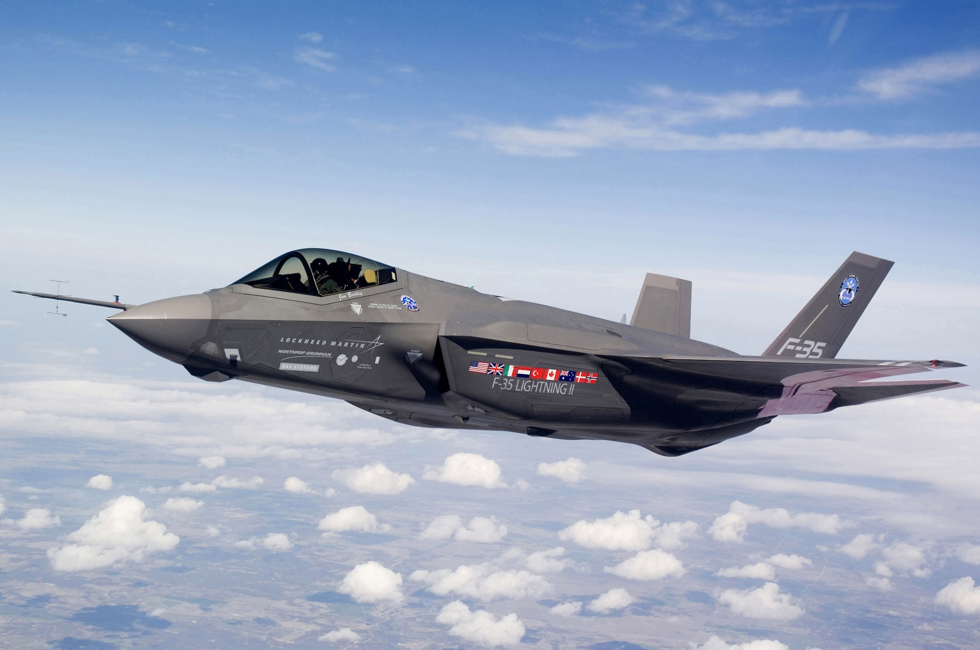 An F-35A Lightning II test aircraft AA-1 undergoes flight testing over Fort Worth, Texas. Royal Air Force Lakenheath, U.K., was selected as the first U.S. Air Forces in Europe base to host the F-35A. (Courtesy photo/Liz Kaszynski)