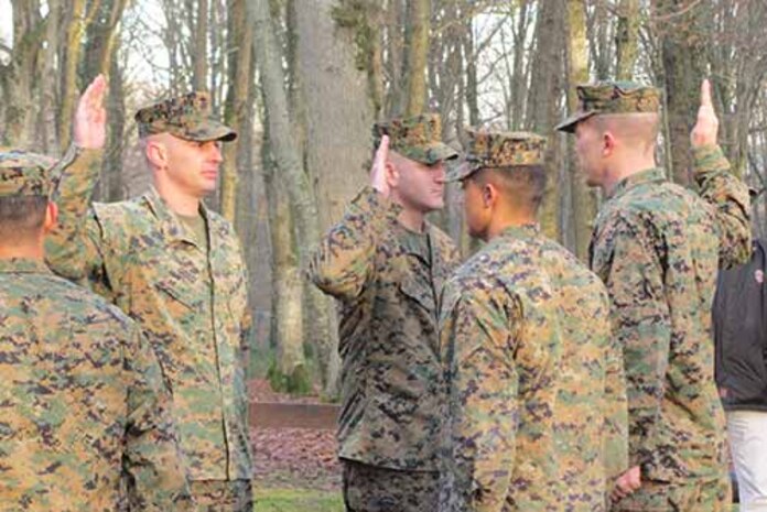 Taken during the oath administered to the MSG's for the reenlistment ceremony