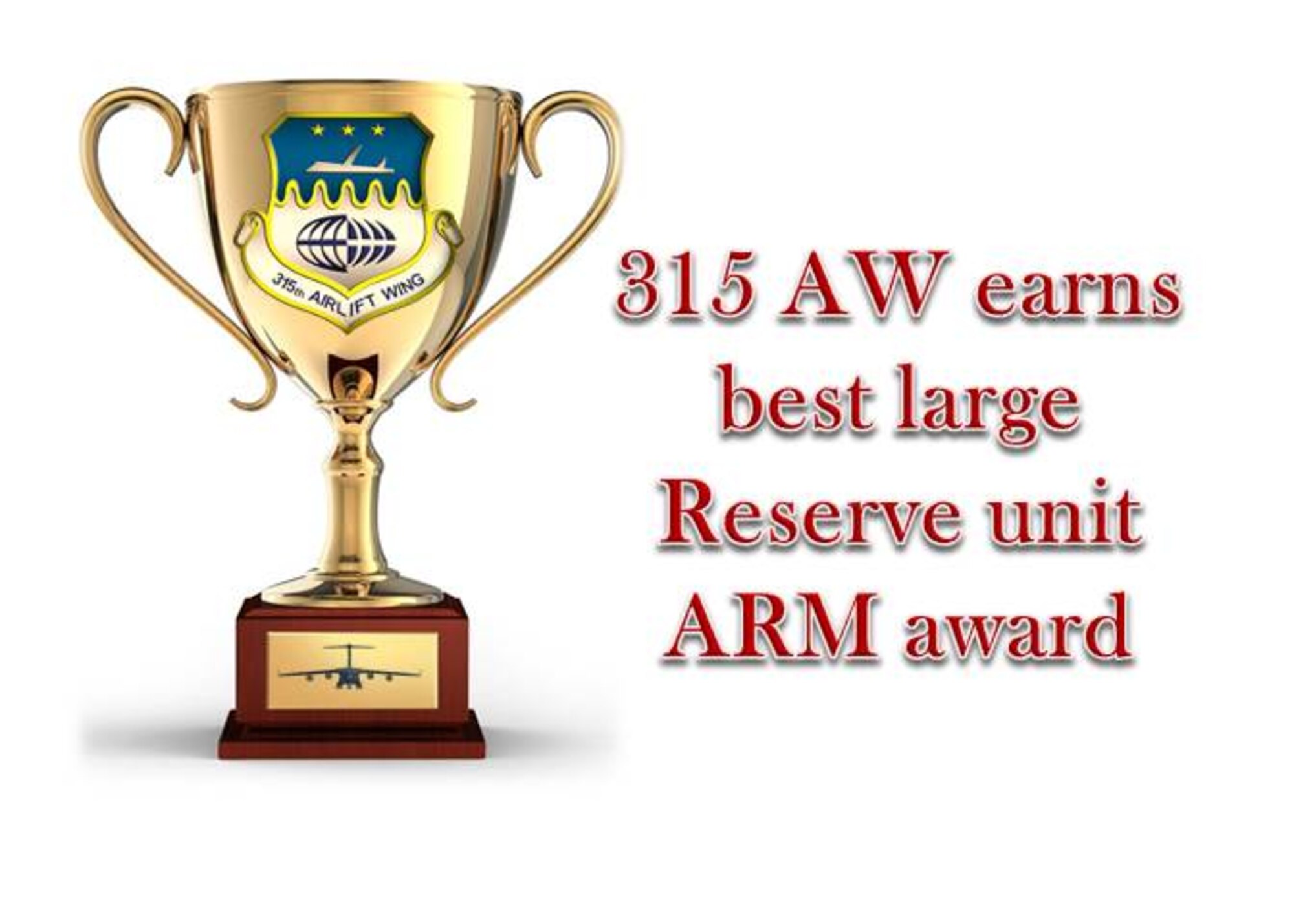 The 315th Airlift Wing earned the Sergeant Dee Campbell Outstanding Large Unit Air Force Aviation Resource Management Team of the Year for 2014. (U.S. Air Force Graphic)