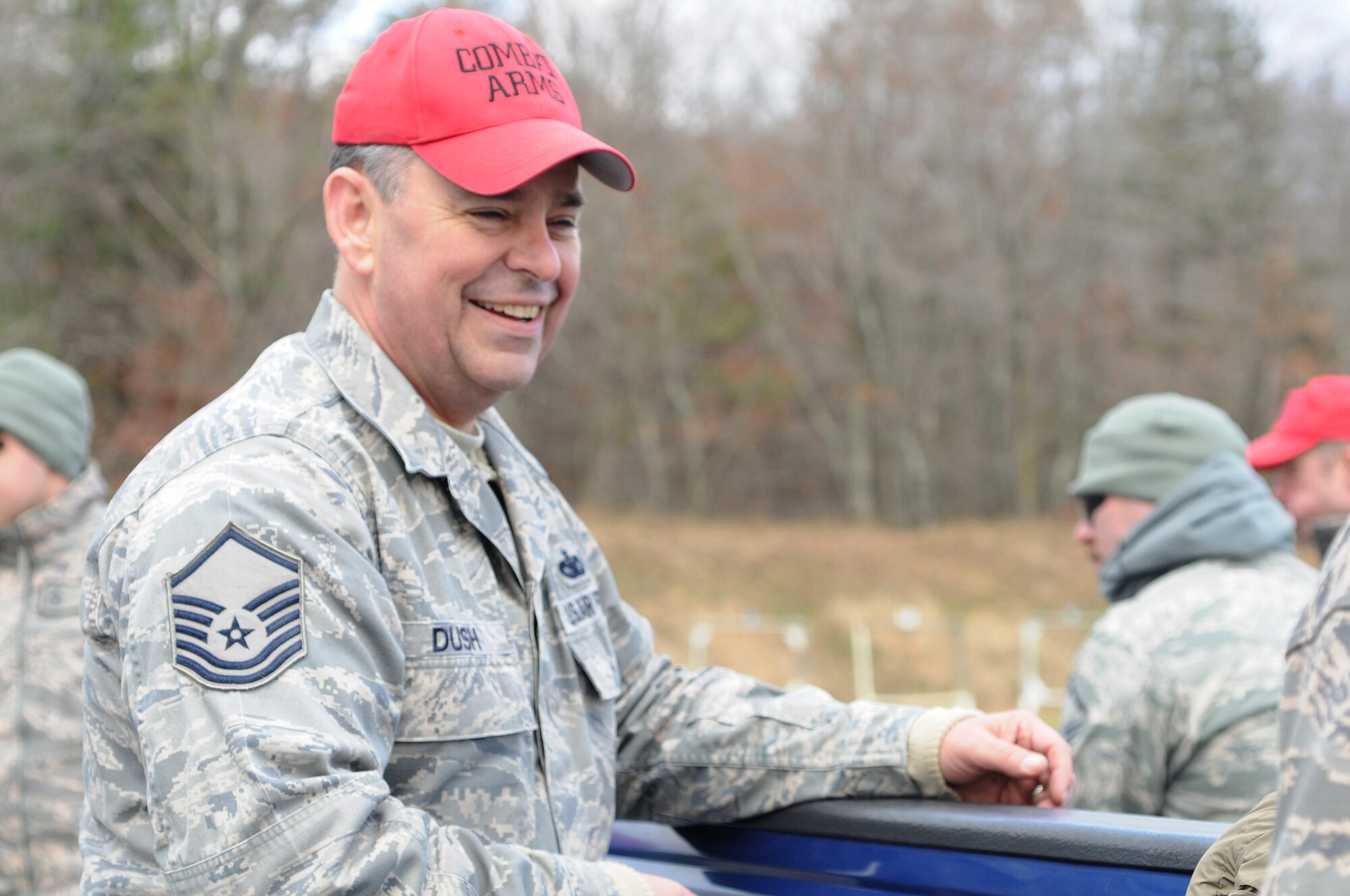 Master Sgt. Cris Dush, chief of information protection, 193rd Special Operations Security Forces Squadron, works alongside fellow SFS Airmen at the range at Fort Indiantown Gap, Annville, Pennsylvania, during combat arms training and marksmanship. Along with serving his country through the Pennsylvania Air National Guard, Dush also serves his community as the Representative of the 66th District of Pennsylvania; he sore into office during the Pennsylvania House of Representatives Swearing-In Ceremony, Jan. 6.  