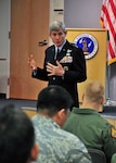 Air Force Chief of Staff Gen. Norton A. Schwartz talks about leadership with a gathering of Air National Guard squadron and installation commanders at a National Guard Bureau Commanders course at the Air National Guard Readiness Center at Andrews Air Force Base, Md., April 14, 2010.