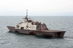 JAVA SEA (Jan. 7, 2014) - The littoral combat ship USS Fort Worth (LCS 3) operates near the location where the tail of AirAsia Flight QZ8501l was discovered. Fort Worth is currently supporting Indonesian-led efforts to locate the downed aircraft. 