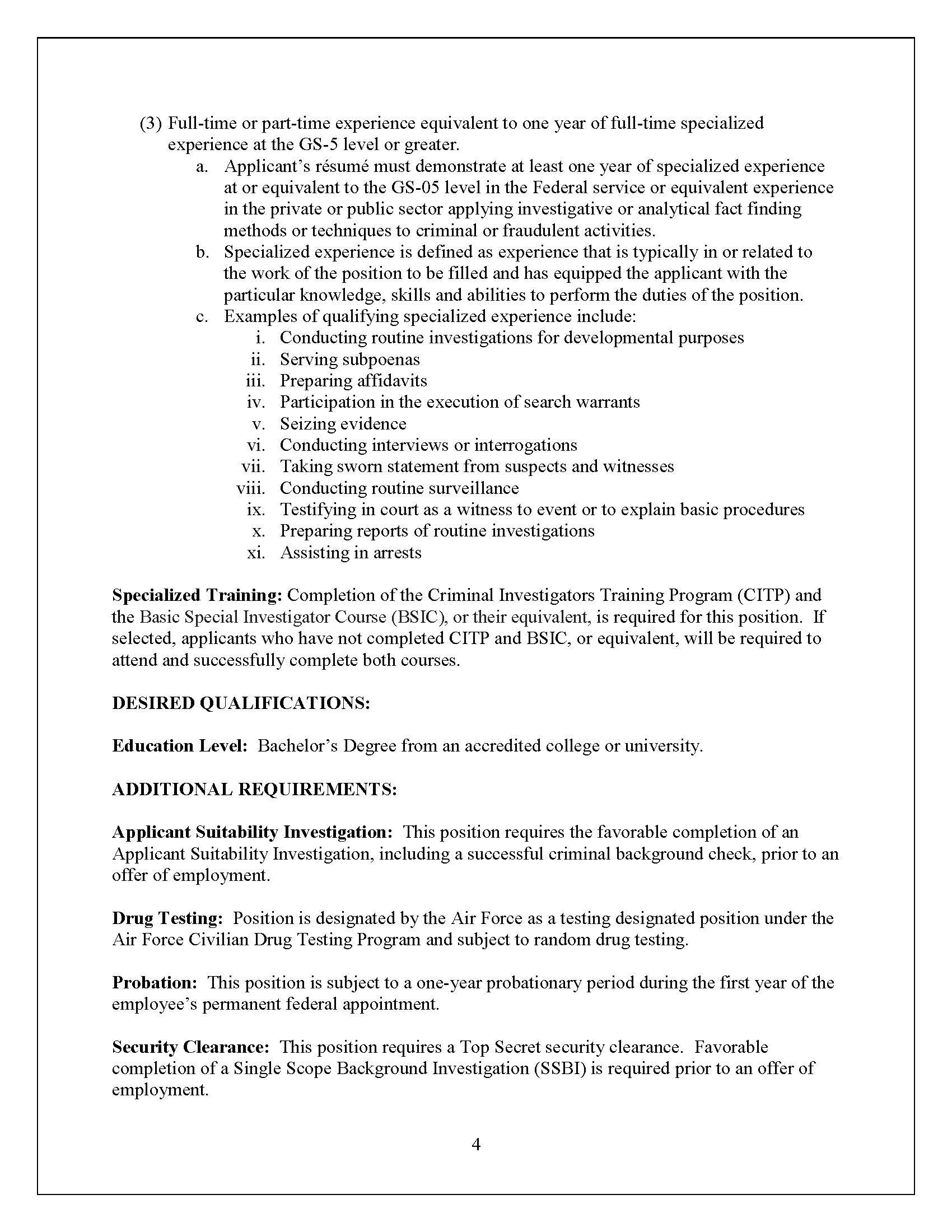 AFOSI Criminal Investigator job information now available - page 