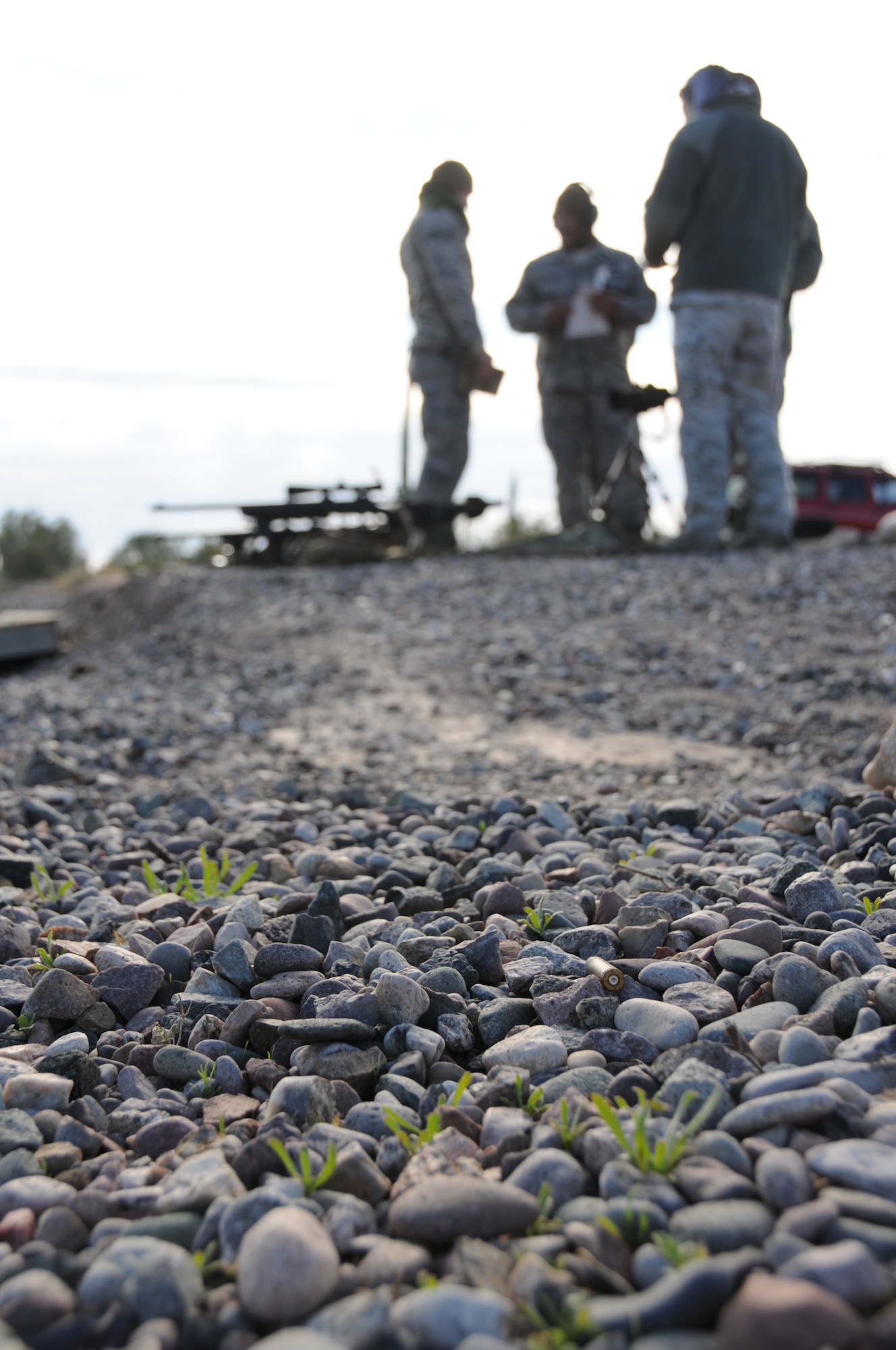 Advanced Designated Marksmen from the 161st Security Forces Squadron, hone their newly acquired skills at the shooting range in Florence, Ariz., Jan. 9, 2015. ADM Airmen, or “snipers”, deliver long-range direct fire out to 600 meters and provide enhanced situational awareness through observation and reporting in peacetime and contingency operations. The 161st Security Forces Squadron is one of only eight units of the more than 100 Air National Guard units which currently have trained/qualified advanced designated marksmen. To become a certified Air Force advanced designated marksman, Airmen must attend the ADM course at Ft. Bliss, El Paso, Texas. The 11-day course familiarizes Airmen with the M24 weapon system and teaches target detection, along with distance and windage estimation. (U.S. Air National Guard photo by Tech. Sgt. Courtney Enos/Released)