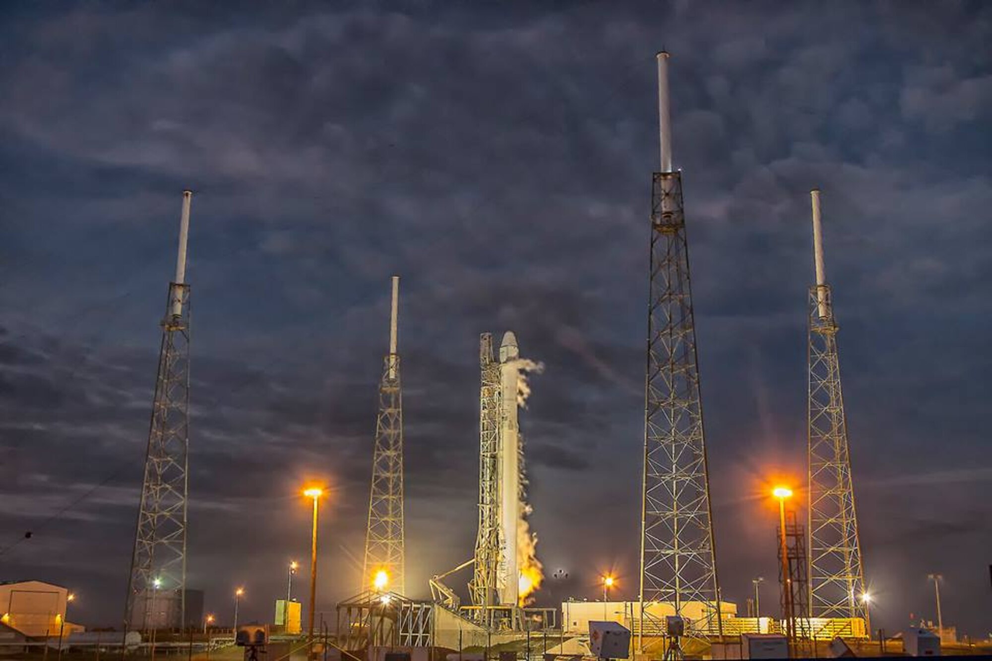 The 45th Space Wing supported Space Exploration Technologies' (SpaceX) successful launch of their Falcon 9 Dragon spacecraft headed to the International Space Station from Space Launch Complex 40 Jan. 10, 2014, from Cape Canaveral Air Force Station, Fla. The mission, designated SpaceX CRS-5, is the fifth of 12 SpaceX flights NASA contracted with the company to resupply the space station. It will be the sixth trip by a Dragon spacecraft to the orbiting laboratory. (Courtesy photo/John Studewell/AmericaSpace)