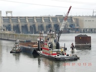 Navigation channel maintenance activities begin today (Jan. 12, 2015) in the downstream navigation lock approach at Ice Harbor Lock and Dam and in the confluence area of the Snake River near Lewiston, Idaho. Sediment removed to re-establish the federal navigation channel on the lower Snake River to Congressionally authorized dimensions of 250 feet wide by 14 feet deep at Minimum Operating Pool will be used to create additional fish habitat at Knoxway Canyon (River Mile 116) downstream of Clarkston, Wash.