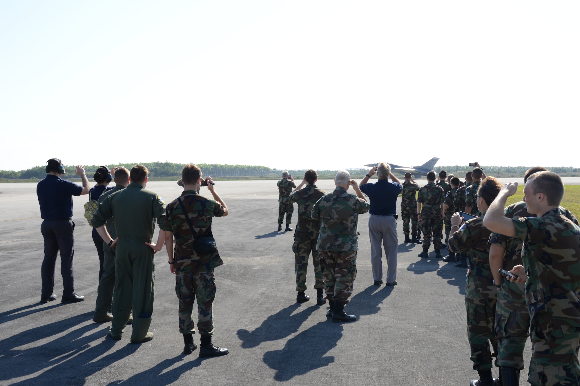Civil Air Patrol cadets get an up close and personal look at F-16 fighter jets during a base tour at Homestead Air Reserve Base, Fla., Jan. 10. The Civil Air Patrol program allows students to engage in flight training, survival training, photography, astronomy and even solo fly an airplane. (U.S. Air Force photo/Senior Airman Nicholas Caceres)
