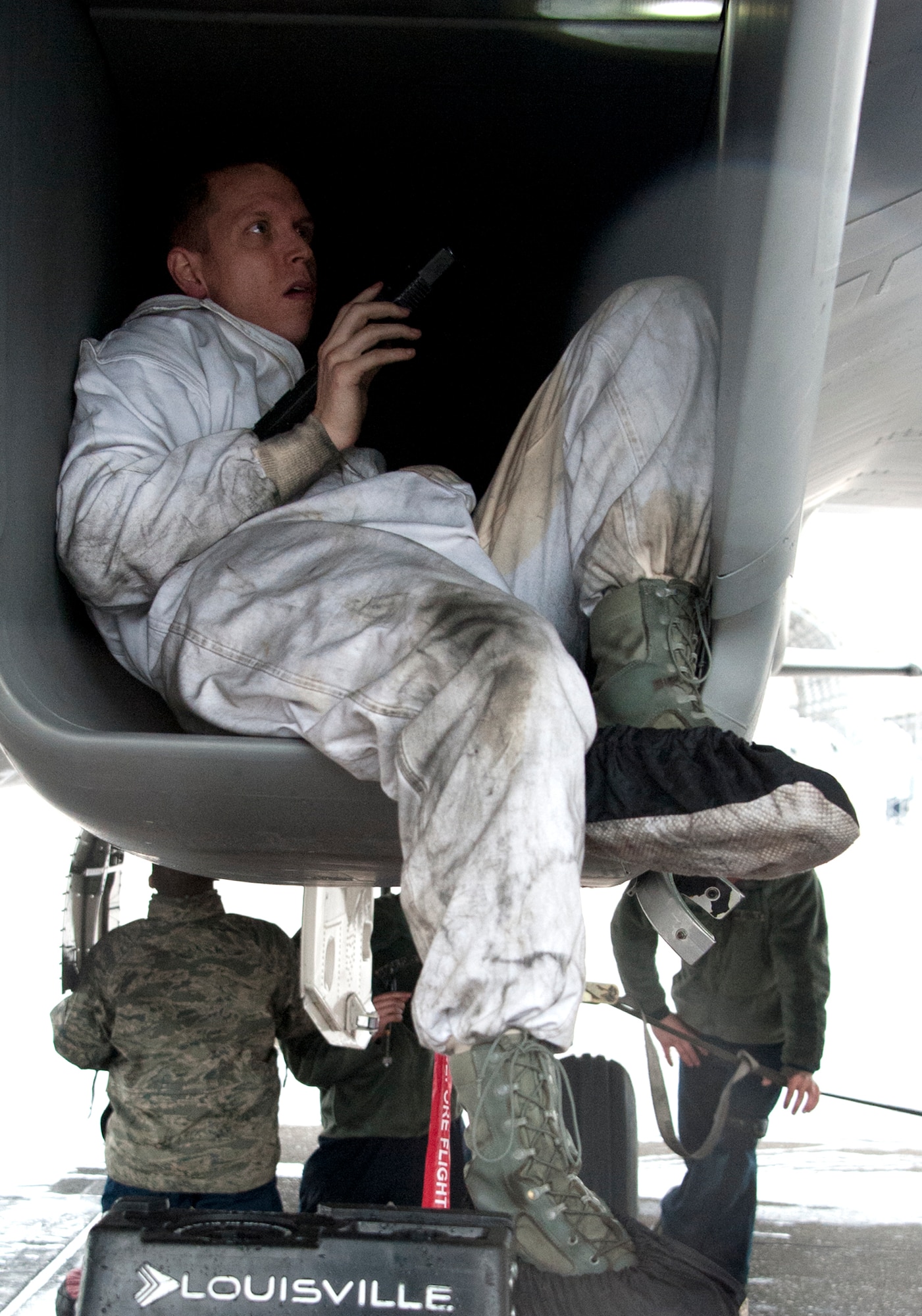 Staff Sgt. Michael Tkach, 96th Aircraft Maintenance Squadron, performs an intake inspection of an F-15 Eagle during a basic post flight inspection at Eglin Air Force Base, Fla. on Dec. 19.  The aircraft maintainers complete these inspections after each flight to ensure there is no damage to the intake or the engine fan blades.  All the test aircraft for the 96th Test Wing and the 85th Test and Evaluation Squadron are maintained by the 96th AMXS. (U.S. Air Force photo/Ilka Cole)