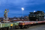 FORT IRWIN, Ca (Jan. 10, 2014) - Soldiers from 1st Striker Brigade Combat Team, "Arctic Wolves", transport over 600 vehicles from the rail yard in preparation for their deployment validation at the National Training Center.  The decisive-action rotation is designed to test and validate the Alaska brigade's full spectrum capacity to conduct a wide variety of mission sets. 