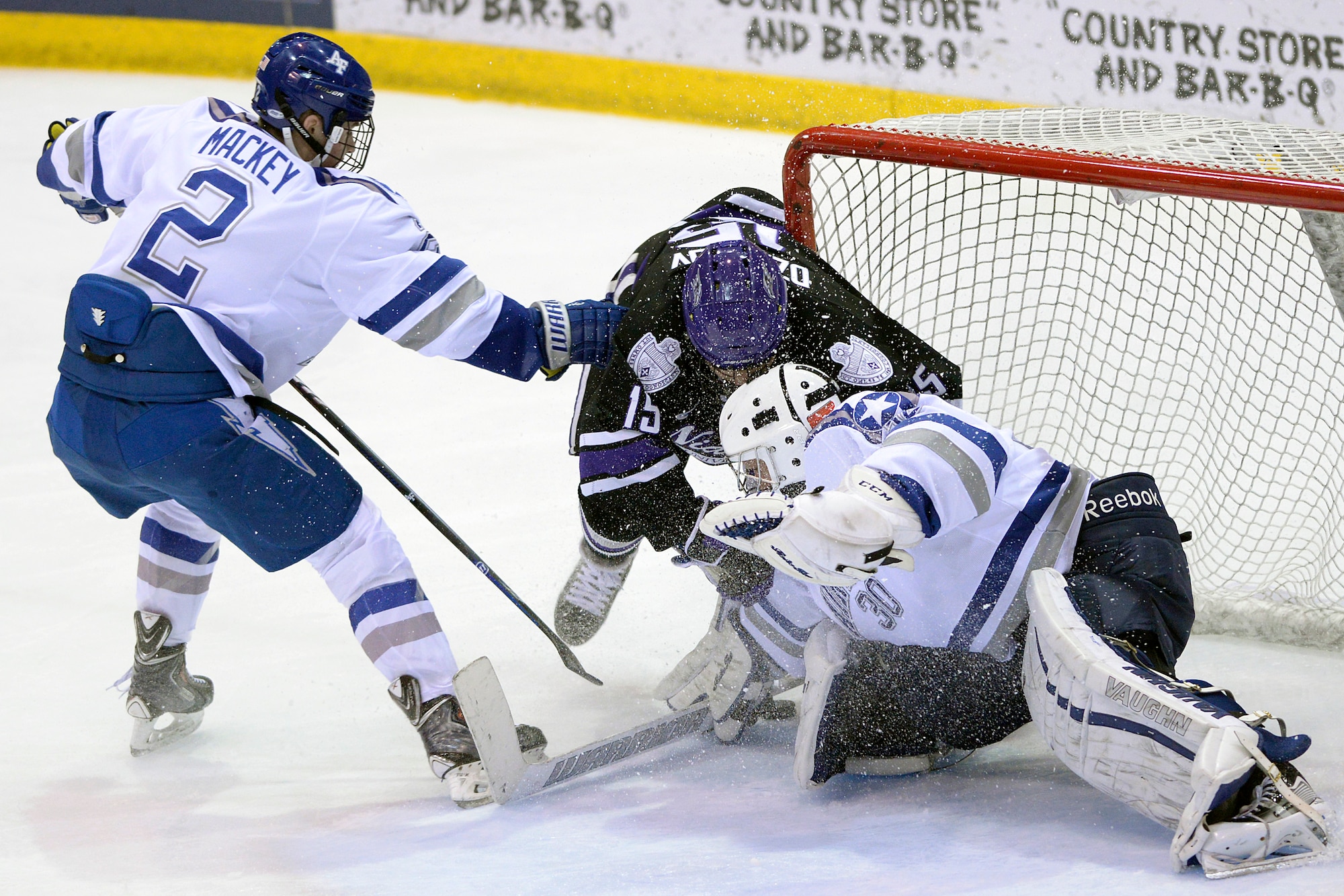 Air Force beat Niagara 4-3 in an overtime win at the Academy’s Cadet Ice Arena Jan. 10, 2015. The win was an Atlantic Hockey Conference game. (U.S. Air Force photo/Mike Kaplan)