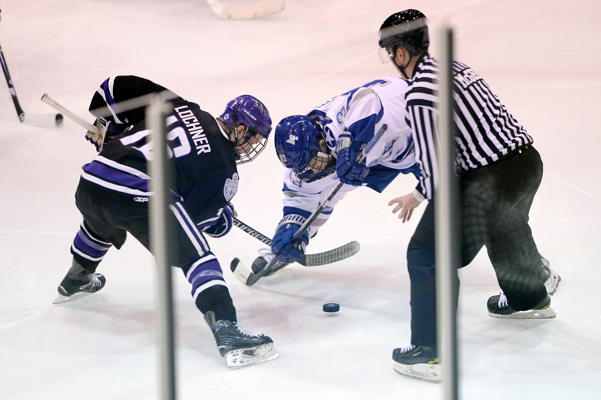 Air Force beat Niagara 4-3 in an overtime win at the Academy’s Cadet Ice Arena Jan. 10, 2015. The win was an Atlantic Hockey Conference game. (U.S. Air Force photo/Mike Kaplan)