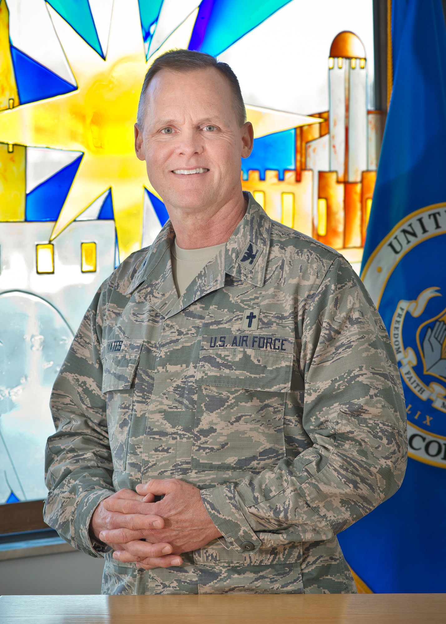 Chaplain (Col) William T. Yates, director of the Air National Chaplain Corps, stands in the meditation room at the ANG Readiness Center, Joint Base Andrews, Md., January 9, 2015. (Air National Guard photo by Master Sgt. Marvin R. Preston/Released)