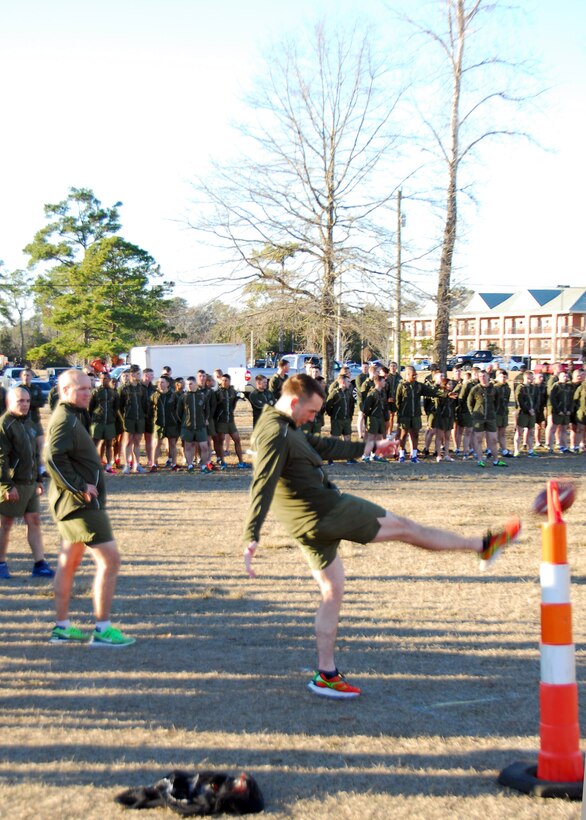 A Marine at MCES participates in the MCES Punt, Pass and Kick competition on January 9th, 2015.