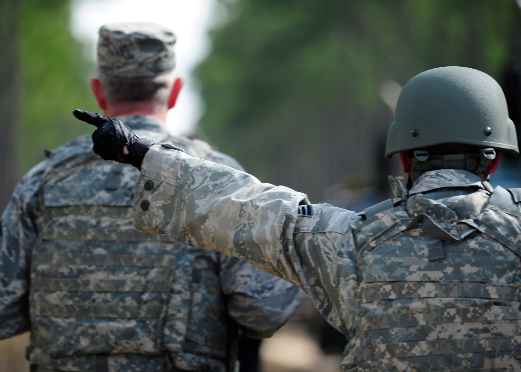 Members of the 325th Logistics Readiness Squadron participate in convoy training Jan. 14 in Tyndall’s Silver Flag area. The 325th LRS conducted its first convoy training to simulate situations that vehicle operators would experience during a deployment. (U.S. Air Force photo by Airman 1st Class Solomon Cook)