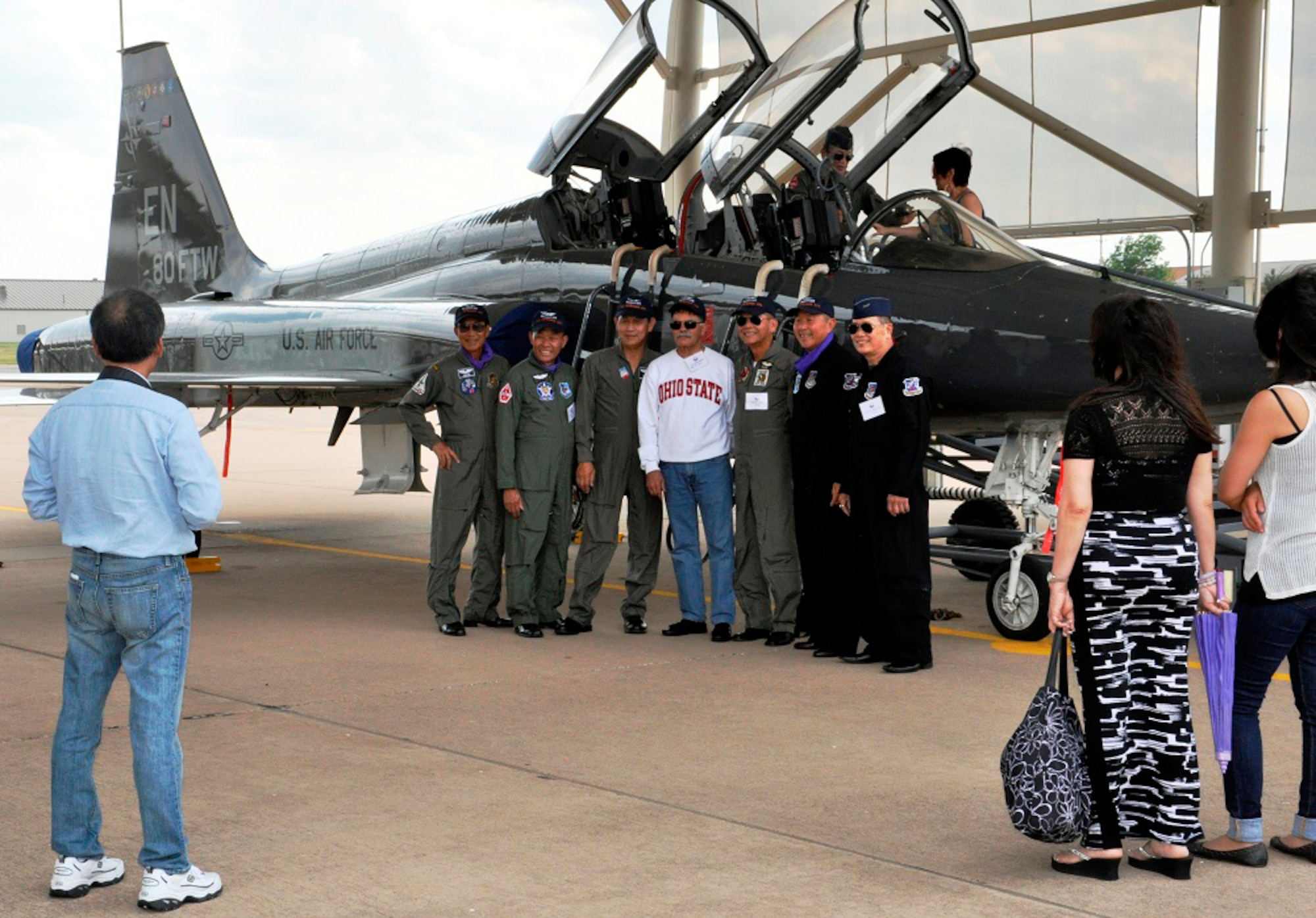 The 88th Flying Training Squadron recently hosted the Vietnam Air Force
Pilots Reunion for 230 former student pilots, instructors and family members
who returned to Sheppard Air Force Base, Texa, after more than four decades.  The Sheppard T-37 pilot training program activated in 1971 and closed in 1974 with the
drawdown of U.S. forces in Vietnam.  The national Vietnam Commemoration
Project encourages bases to conduct three events in a two-year period to
increase awareness of this historical period.  The base Vietnam
Commemoration Committee plans a 2015 Vietnam-era oral history workshop at
the Heritage Center on Feb. 27. (U.S. Photo/Debi Smith)
