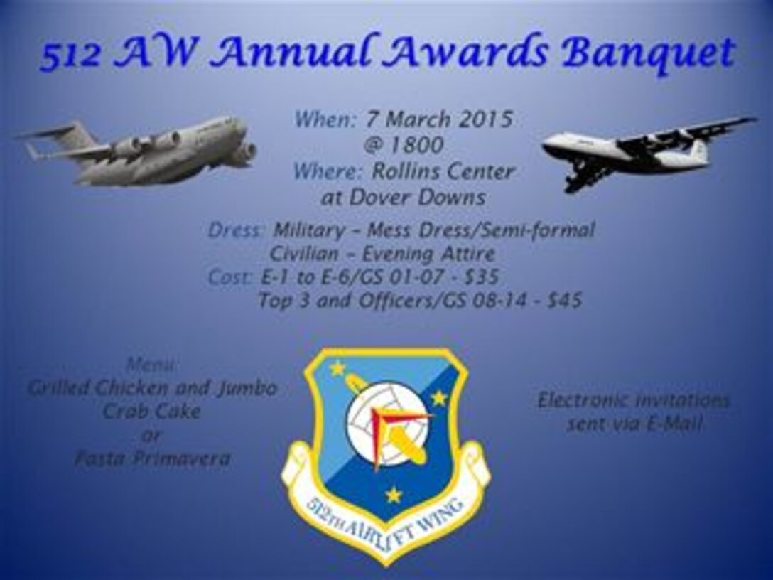 512th Airlift Wing's Award Banquet Tickets are now available on "EInvitations".