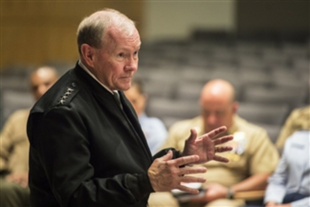Army Gen. Martin E. Dempsey, chairman of the Joint Chiefs of Staff, speaks at a Keystone course at the National Defense University on Fort McNair in Washington D.C., Jan., 15, 2015. The course objective is to educate command senior enlisted leaders.