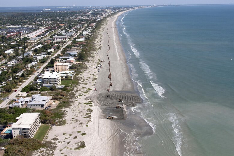 Contractors pump sand onto miles of Brevard County beaches. 