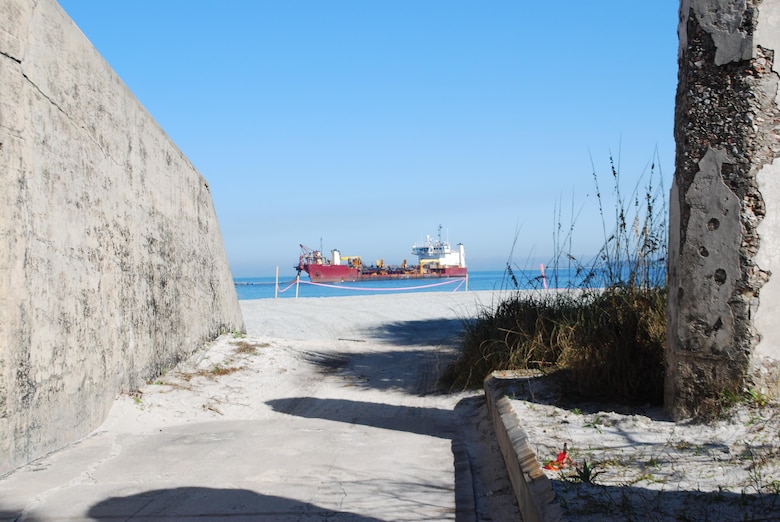 Dredged material from Tampa Harbor maintenance is beneficially used on Egmont Key, which is severely eroding.  The sand placement will help protect cultural resources on the island.   