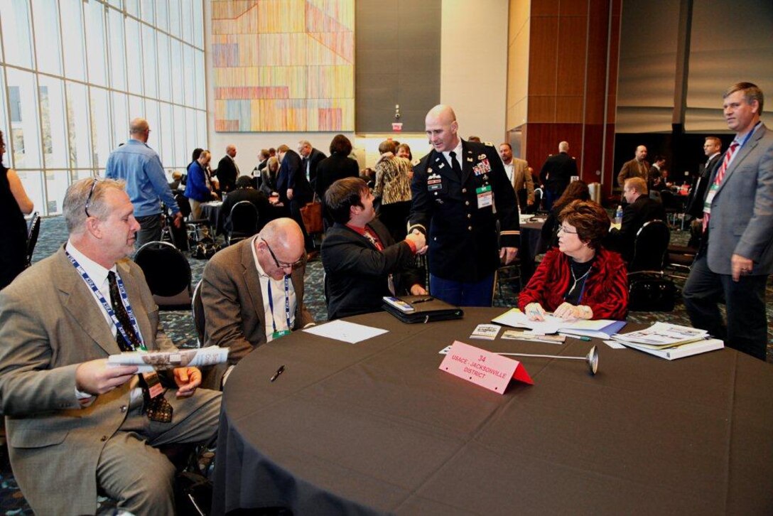 Col. Alan Dodd and Beth Myers spoke one-on-one with small groups at the Society of Military Engineers' 2014 Small Business Conference in Kansas City, Missouri.