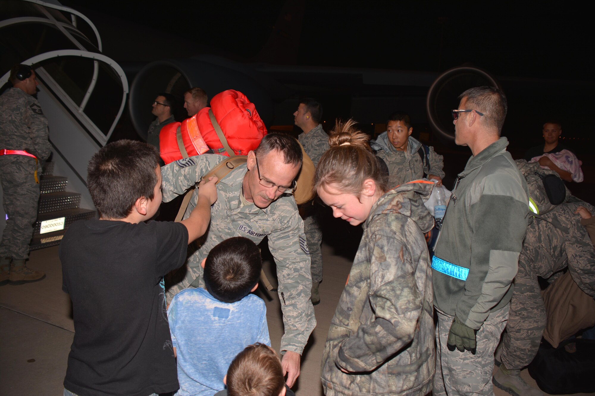 More than 30 members of the 507th Air Refueling Wing greet their families after returning from a four month deployment to Southwest Asia supporting refueling operations in the U.S. Central Commands area of responsibility. (U.S. Air Force Photo/Maj. Jon Quinlan)
