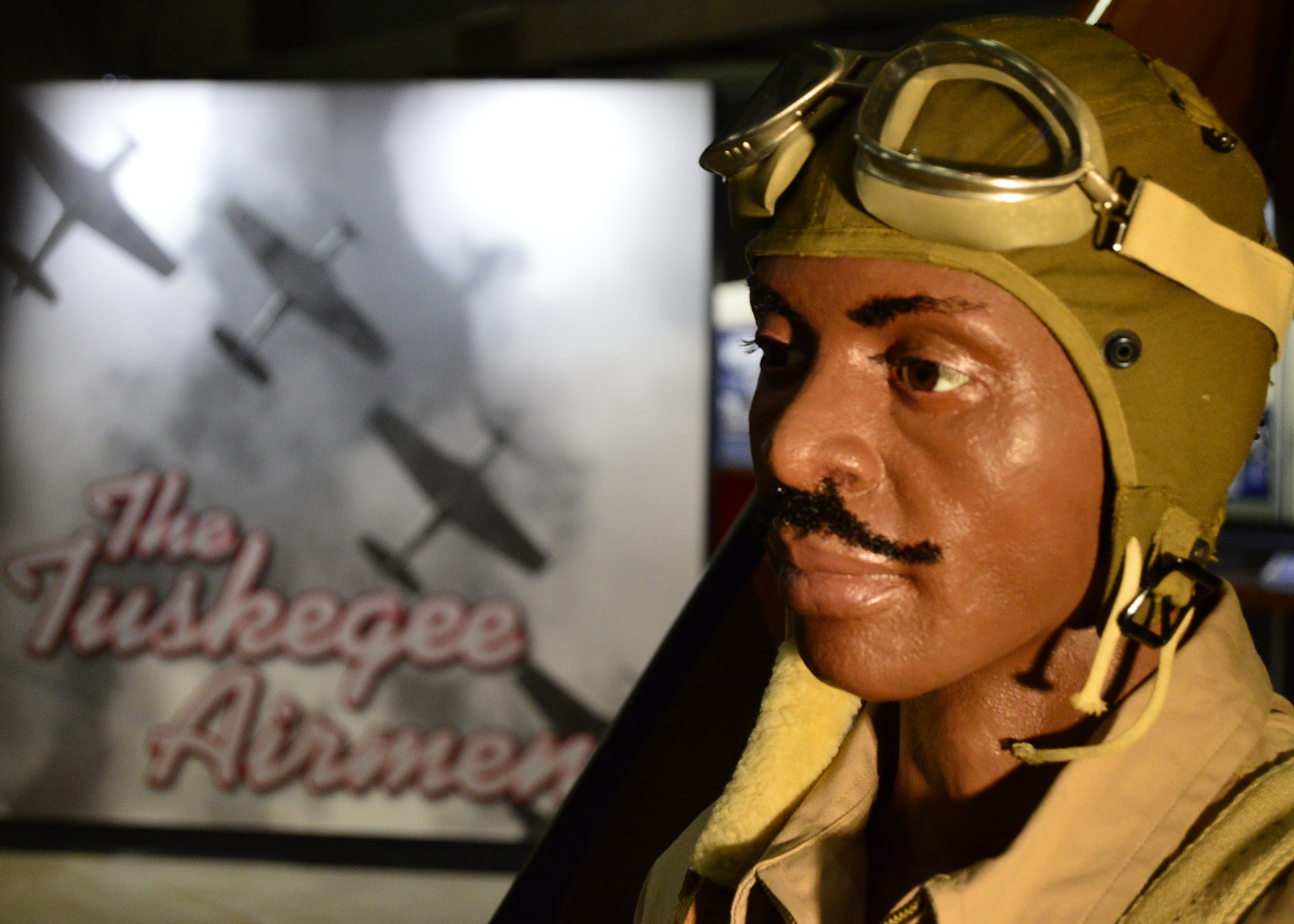 DAYTON, Ohio -- The Tuskegee Airmen diorama depicting a cadet and instructor on display in the WWII Gallery at the National Museum of the U.S. Air Force. (U.S. Air Force photo)
