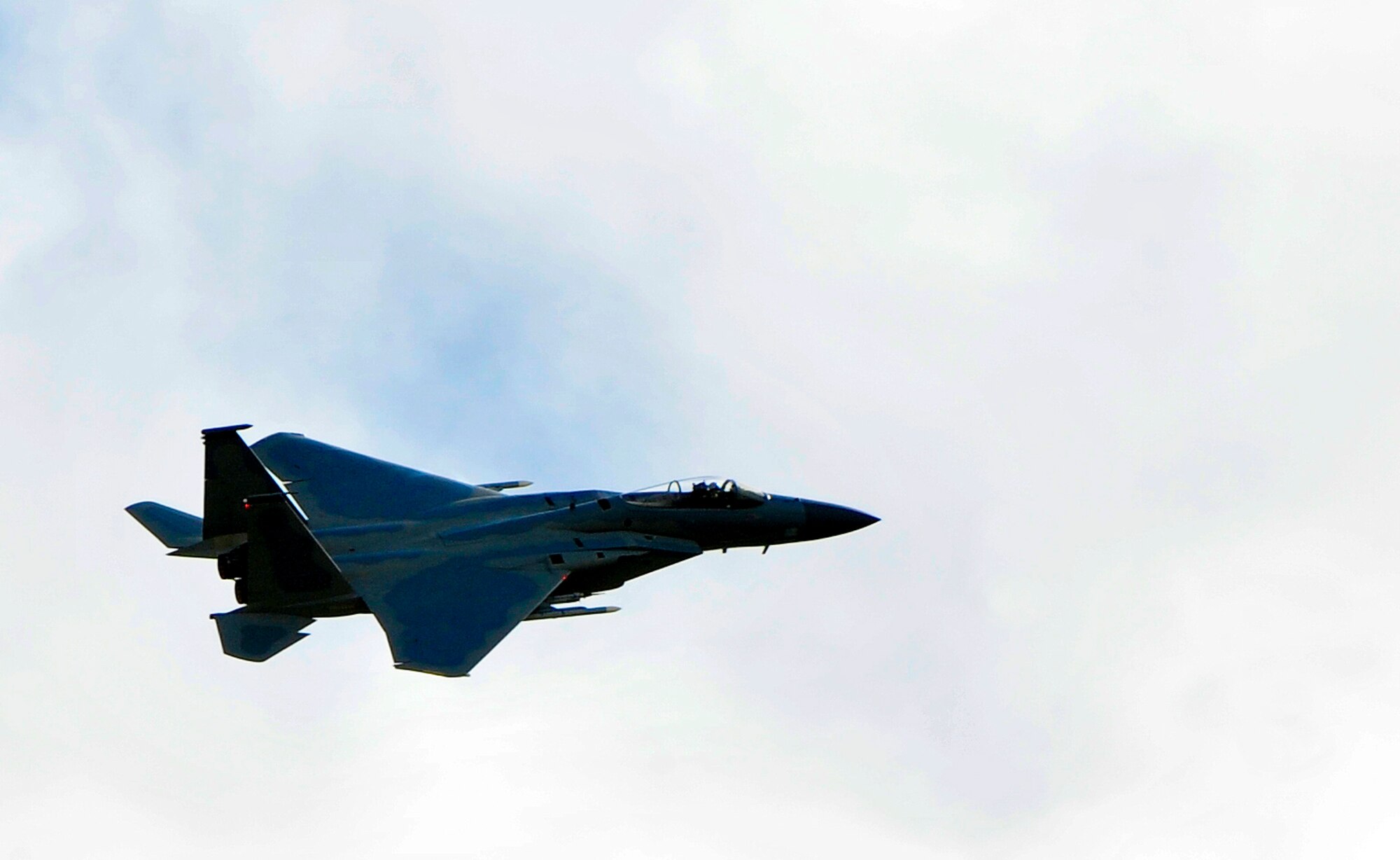 A U.S. Air Force F-15C Eagle from the 44th Fighter Squadron prepares to land during a training surge on Kadena Air Base, Japan, Jan. 15, 2015. The 44th Fighter Squadron produced 250 sorties in four days and the highest single day surge was 75 sorties. The 44th Aircraft Maintenance Unit conducted the surge from Jan. 12 through 15 and broke the 18th Wing's surge record twice in four months. (U.S. Air Force photo by Naoto Anazawa)
