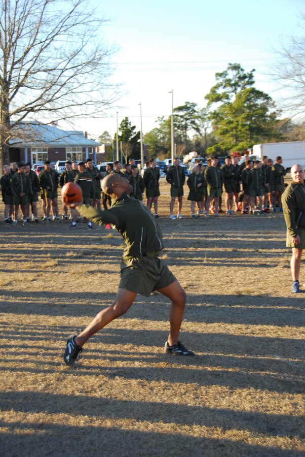 A Marine at MCES participates in the Punt, Pass and Kick Competition on January 9th.