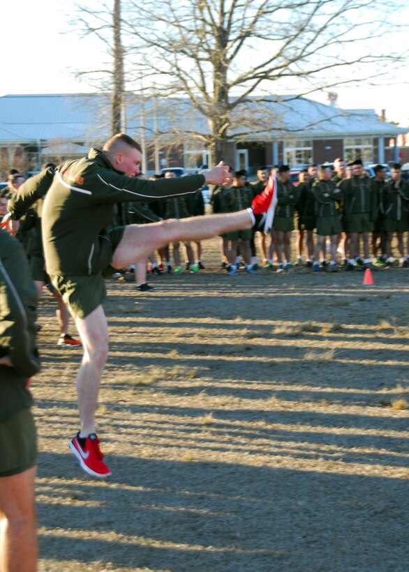 A Marine at MCES participates in the Punt, Pass and Kick Competition on January 9th.