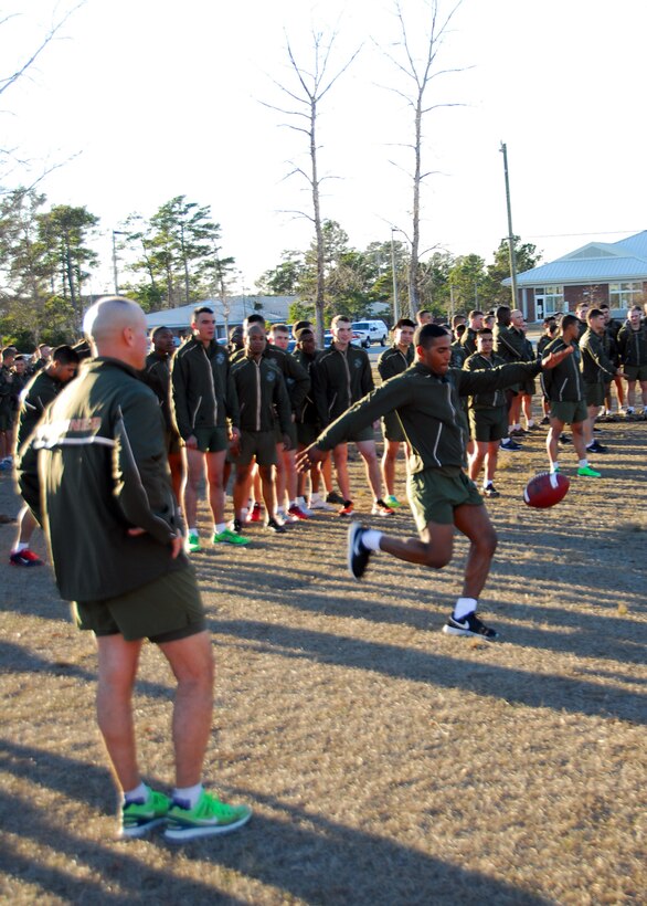 A Marine at MCES participates in the Punt, Pass and Kick Competition on January 9th.