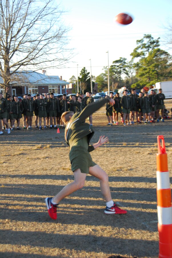 A Marine at MCES participates in the Punt, Pass and Kick Competition on January 9th.