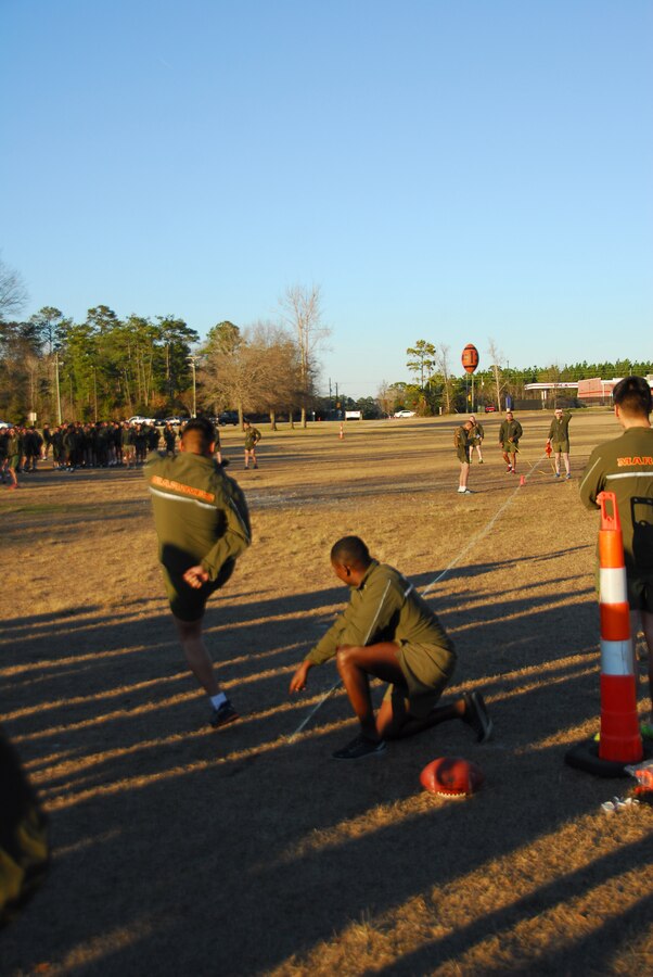 A Marine at MCES participates in the Punt, Pass and Kick Competition on January 9th.