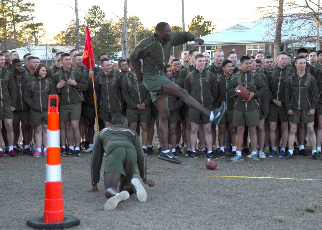 A Marine at MCES participates in the Punt, Pass and Kick Competition on January 9th.