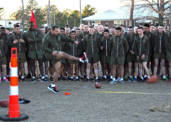 A Marine at MCES participates in the Punt, Pass and Kick Competition on January 9th.