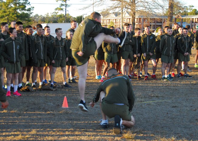 A Marine at MCES participates in the Punt, Pass and Kick Competition on January 9th.