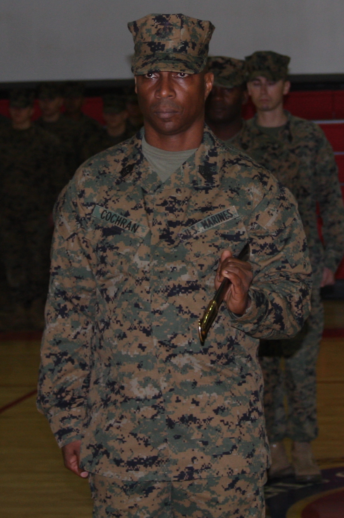 SgtMaj Veney Cochran, MCES SgtMaj, passed the responsibilities of the MCES Sergeant Major to SgtMaj Andrew P Marshall in a ceremony held at Courthouse Bay on January 14th.