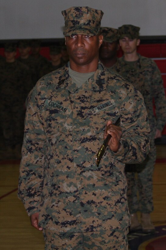 SgtMaj Veney Cochran, MCES SgtMaj, passed the responsibilities of the MCES Sergeant Major to SgtMaj Andrew P Marshall in a ceremony held at Courthouse Bay on January 14th.