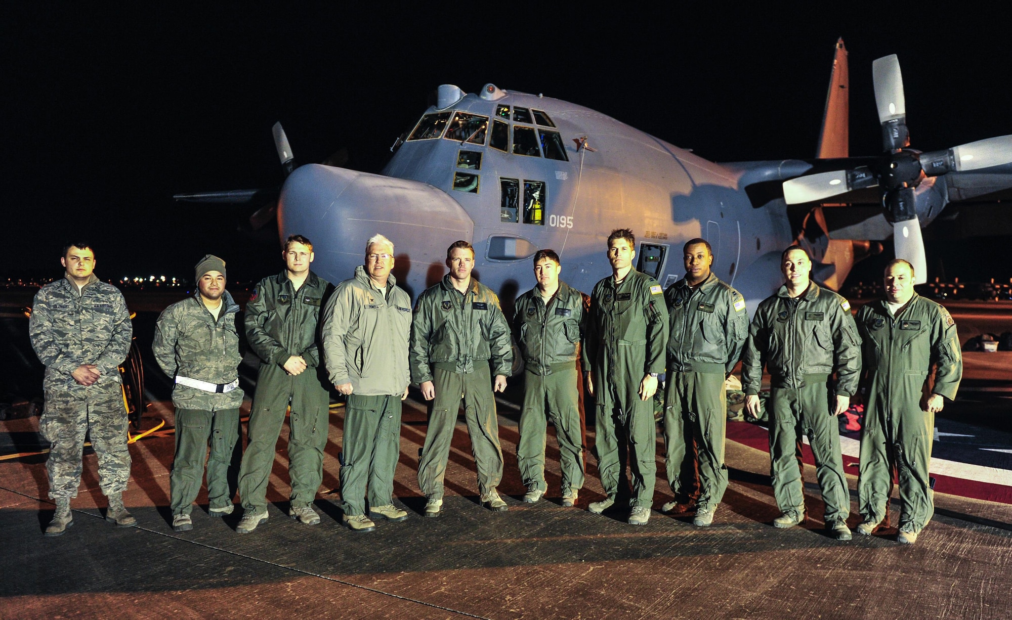 The 7th Special Operations Squadron, RAF Mildenhal, England crew that delivered the MC-130H Combat Talon II to Hurlburt Field, Fla., Jan. 8, 2014. The 7th Special Operations Squadron, RAF Mildenhal, England transferred their last two Talons to the 15th Special Operations Squadron because they transitioned to the CV-22 Osprey mission. (U.S. Air Force photo/Airman 1st Class Jeff Parkinson)