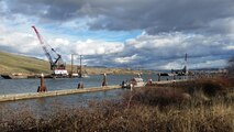 Derricks "Palouse" (left) and "Mukiltio" (right) dredging in the upstream Snake River confluence zone 16 January.