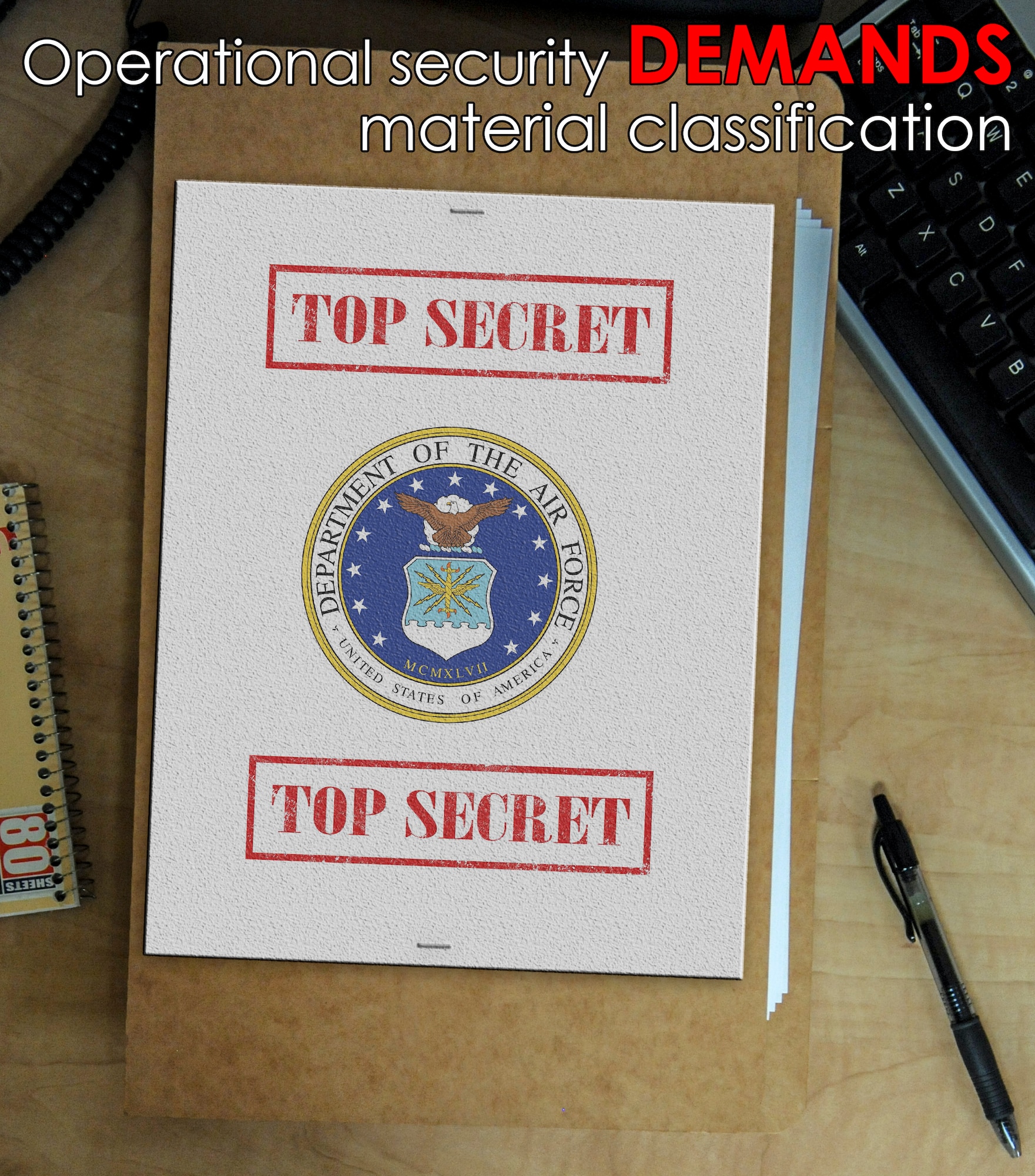 Department of Defense Manual 5200.01 Volume 2, “DOD Information Security Program: Marking of Classified Information,” explains the rules for distinguishing materials containing classified information. (U.S. Air Force photo illustration/Airman 1st Class Brittain Crolley)