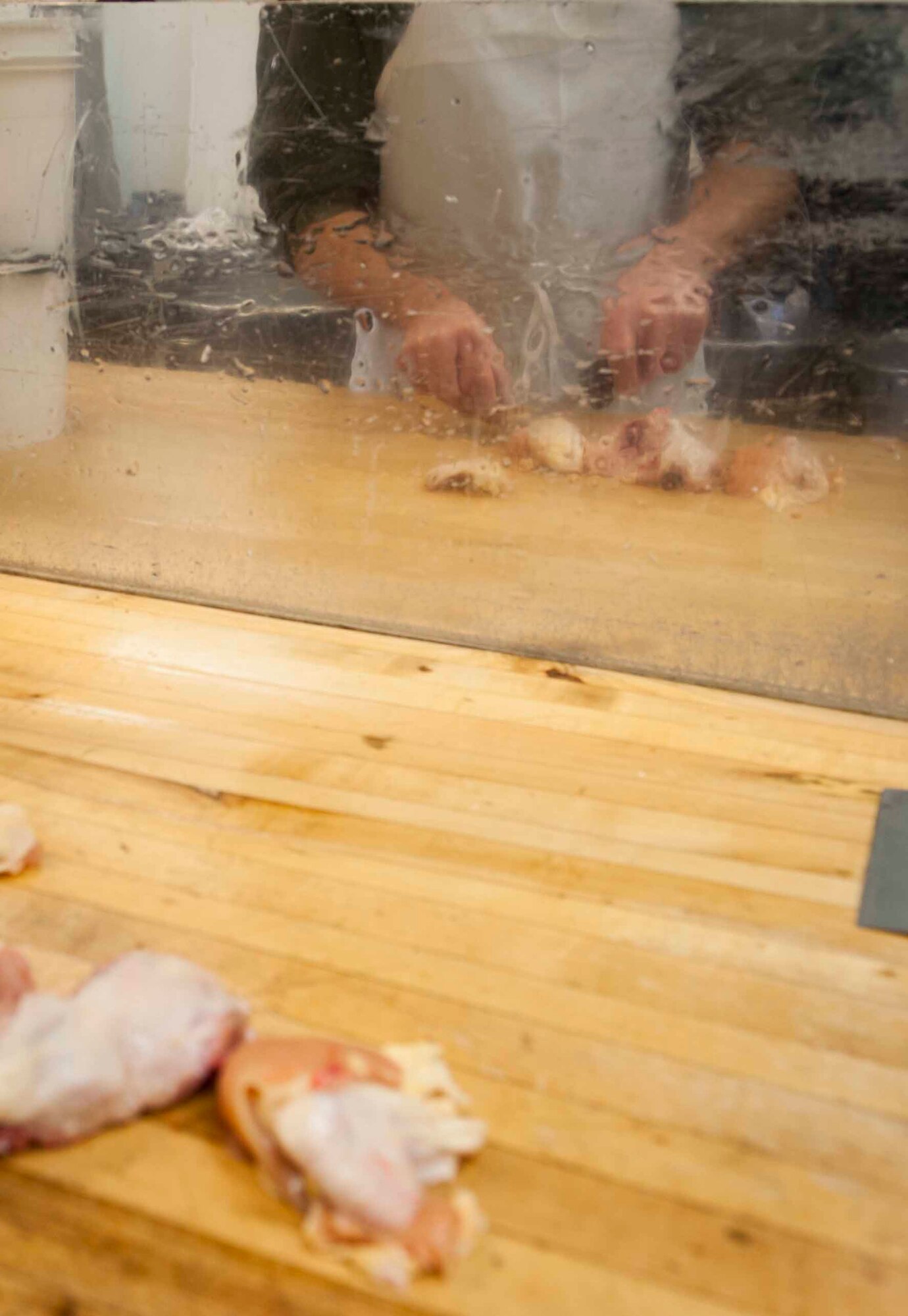 Col. Michael Lutton, 91st Missile Wing commander, slices duck in Minot, N.D., Jan. 16, 2014. Lutton helped cut and prepare meat for the 50th annual Sportsmen’s Feed held on Minot Air Force Base. (U.S. Air Force photo/Airman 1st Class Sahara L. Fales)