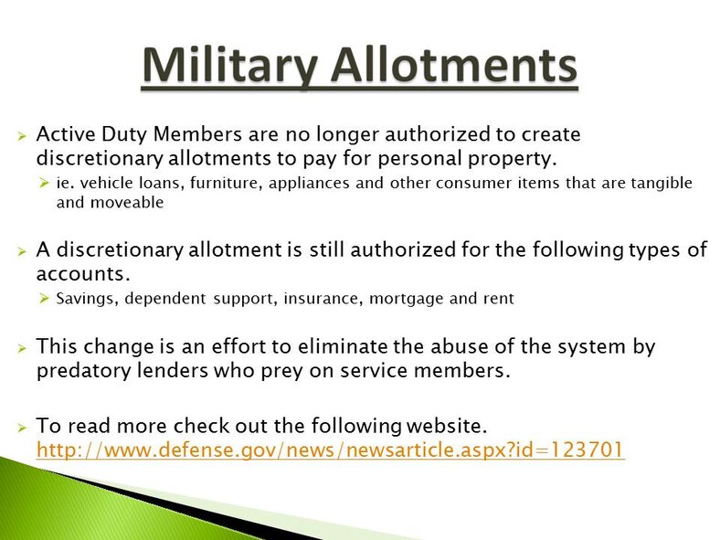 New Military allotment policy
