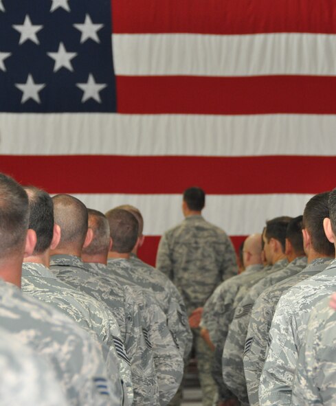 NAVAL AIR STATION FORT WORTH JOINT RESERVE BASE, Texas - Airmen of the 301st Maintenance Squadron stand in formation during the unit's change of command ceremony here Jan. 10, 2015. Maj. Sarah Johnson became the squadron's newest commander succeeding Lt. Col. David Edwards, who recently became the 301st Maintenance Group deputy commander. (U.S. Air Force photo/Tech. Sgt. Mario Dorado)