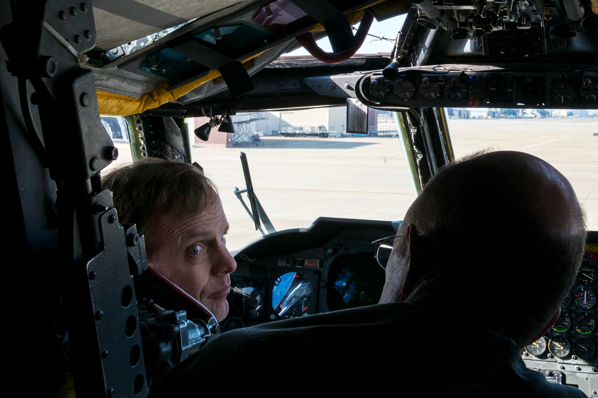 Mr. Charles Matson sits in the pilot's seat of a 307th Bomb Wing B-52H Stratofortress during a tour on Jan. 20, 2015, Barksdale Air Force Base, La. Matson is Chief Scientist of the Air Force Office of Scientific Research, Arlington, Va., and visited Barksdale to meet with the Air Force Global Strike Command's Office of Science. (U.S. Air Force photo by Master Sgt. Greg Steele/Released)
